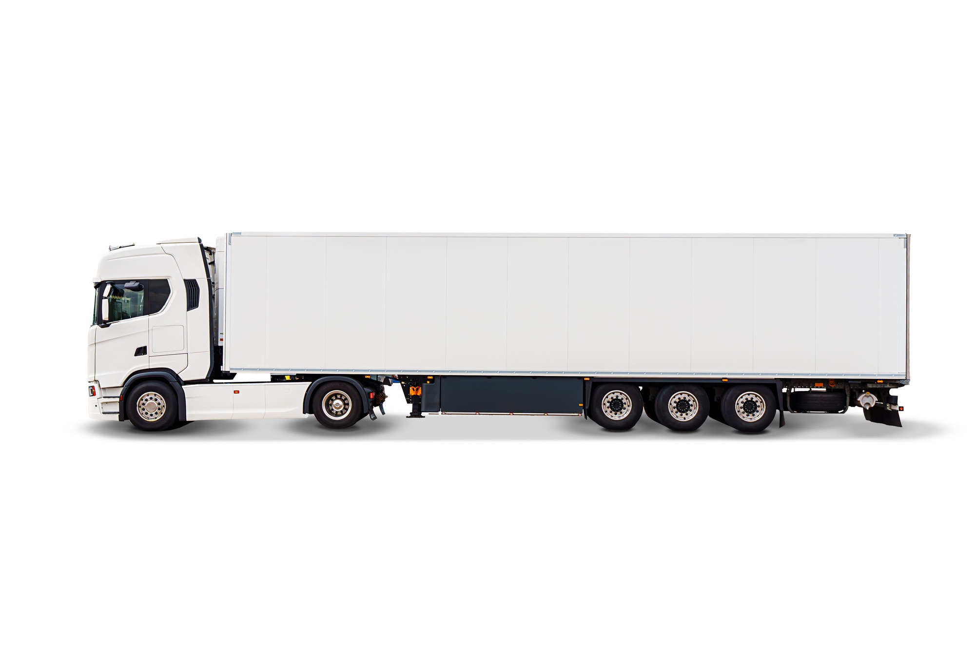 Big truck with semi-trailer Mockup. Truck transportation isolated on white.